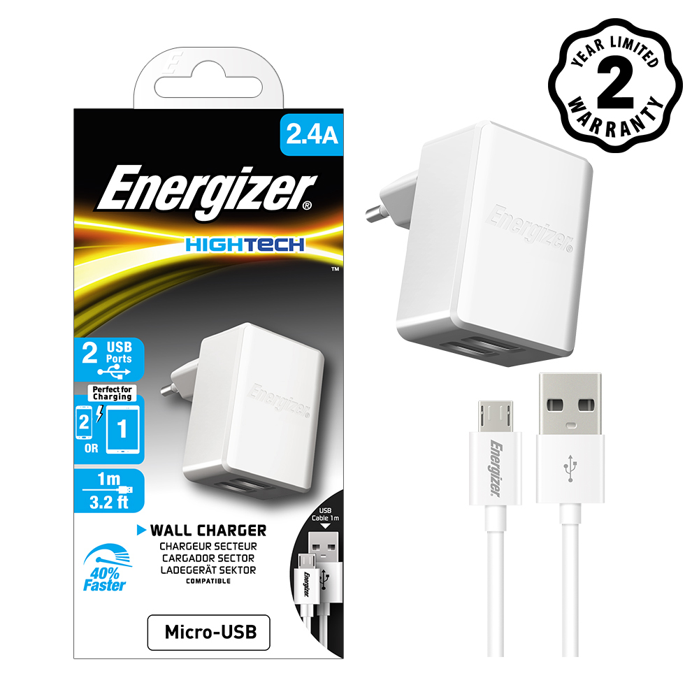 Sạc Hightech 2.4A 2USB + Kèm cáp USB Type-C 2.0 - ACW2BEUHC23