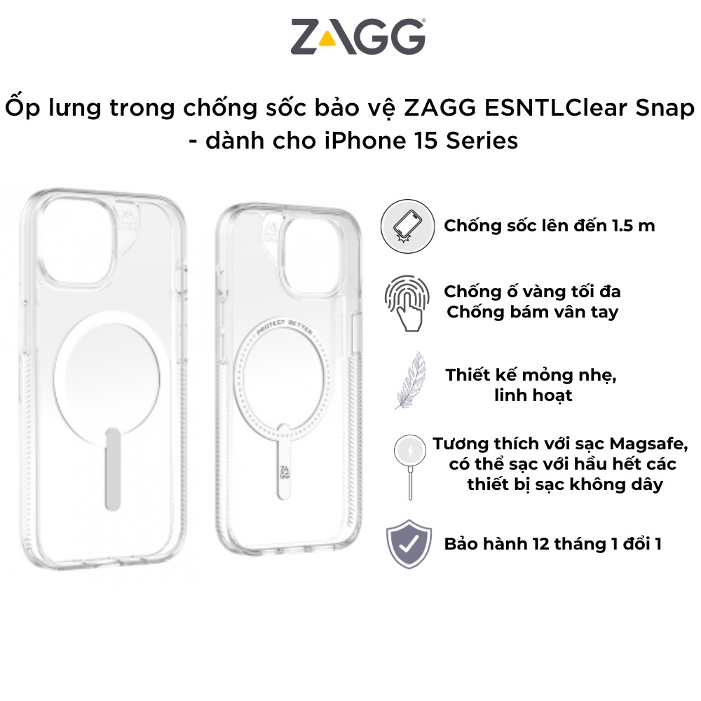 Ốp lưng ZAGG ESNTL Clear Snap