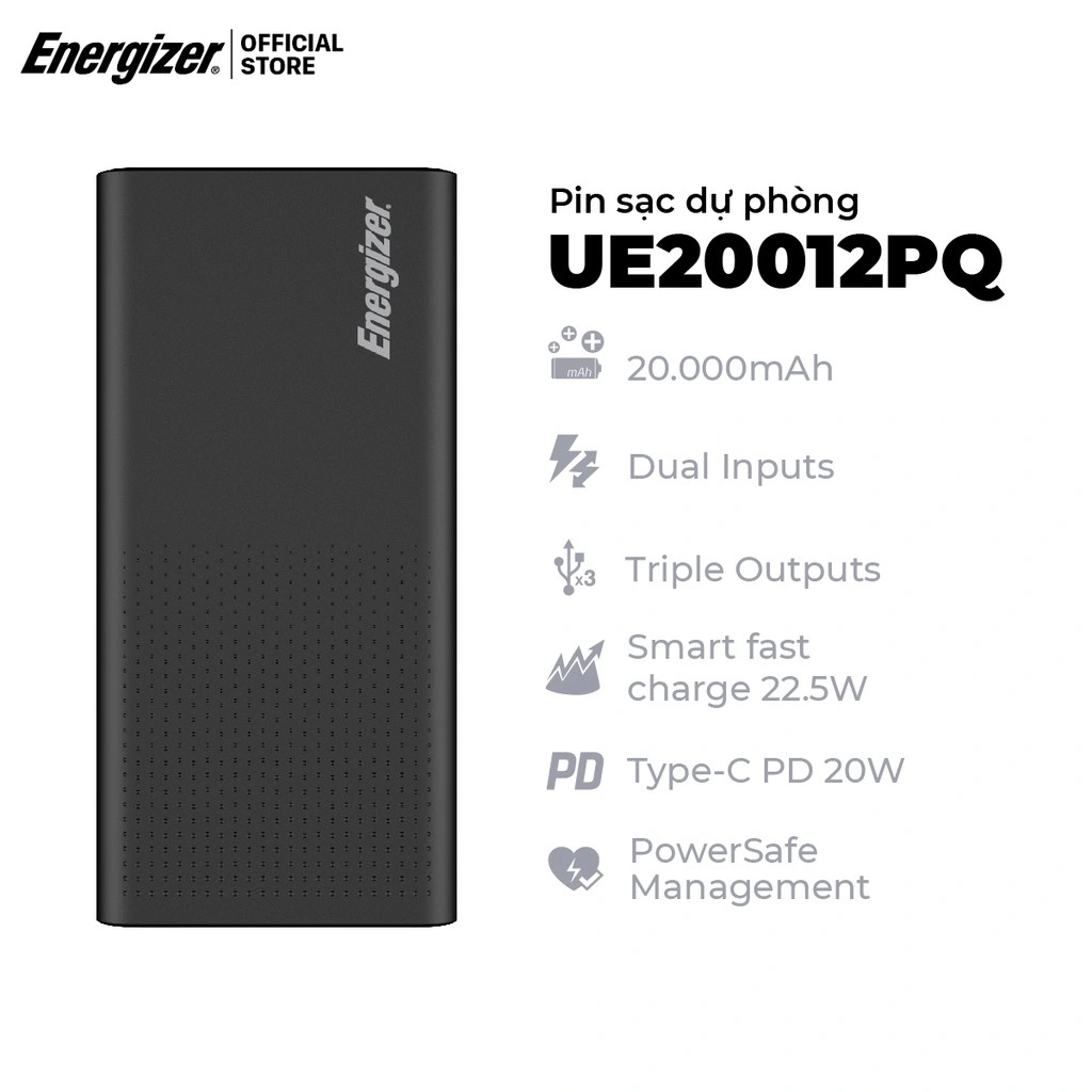 Pin sạc dự phòng Energizer 20,000mAh - UE20012PQ