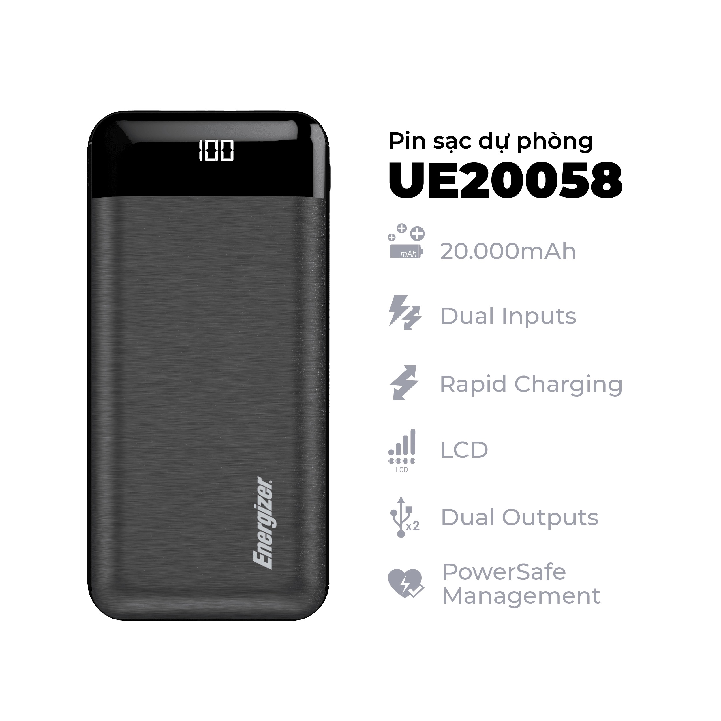 Pin sạc dự phòng Energizer 20,000mAh - UE20058