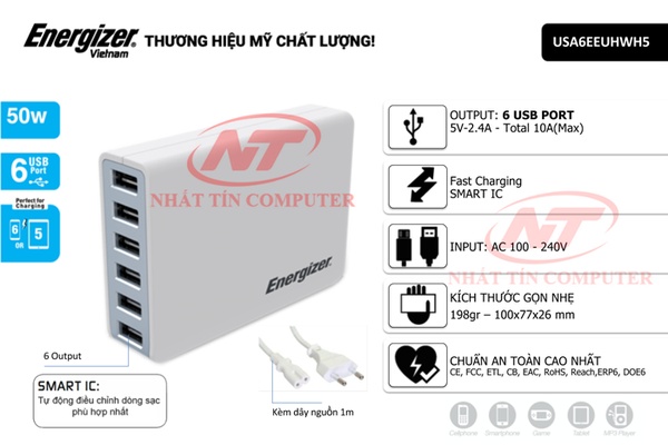 Sạc 10A 50W HT 6USB - USA6EEUHWH5