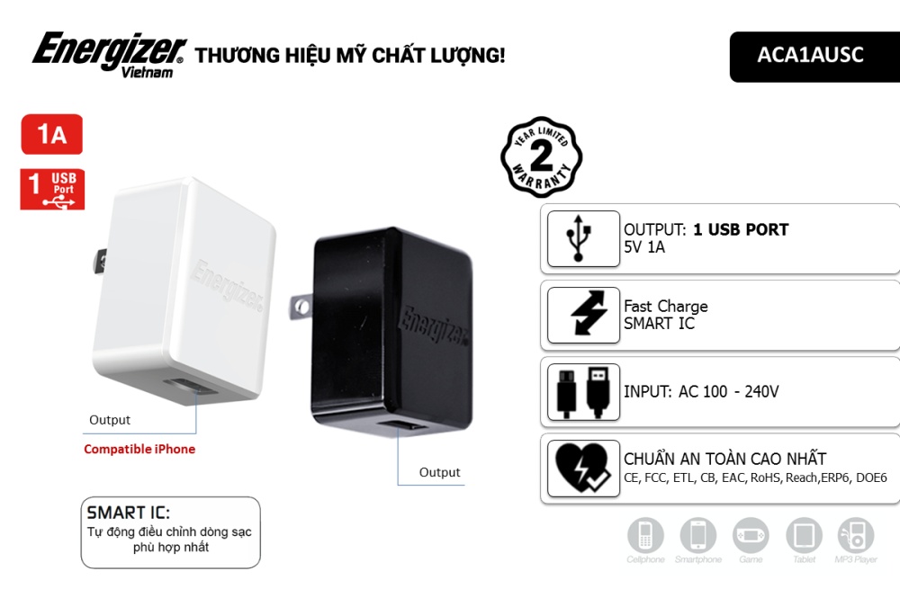 Sạc CL 1A 1USB - ACA1AUSC