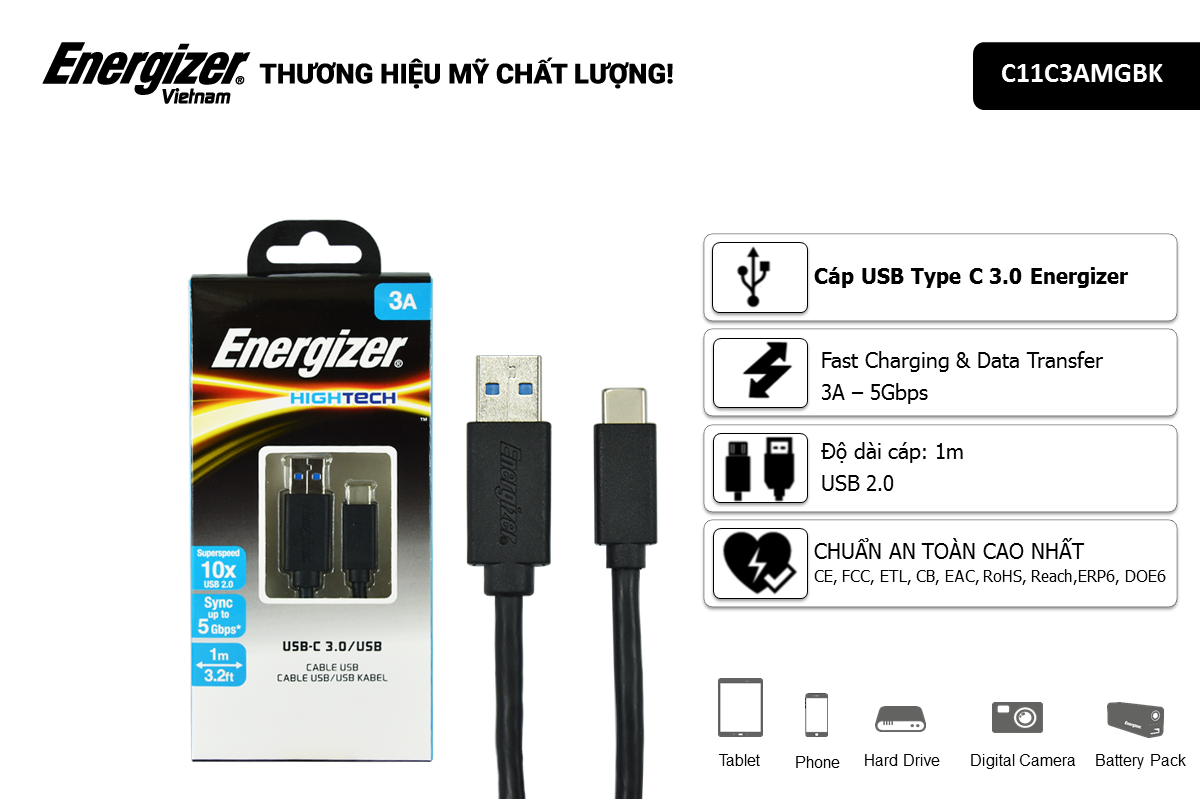 USB Type C 3.0 1m màu đen - C11C3AMGBK4